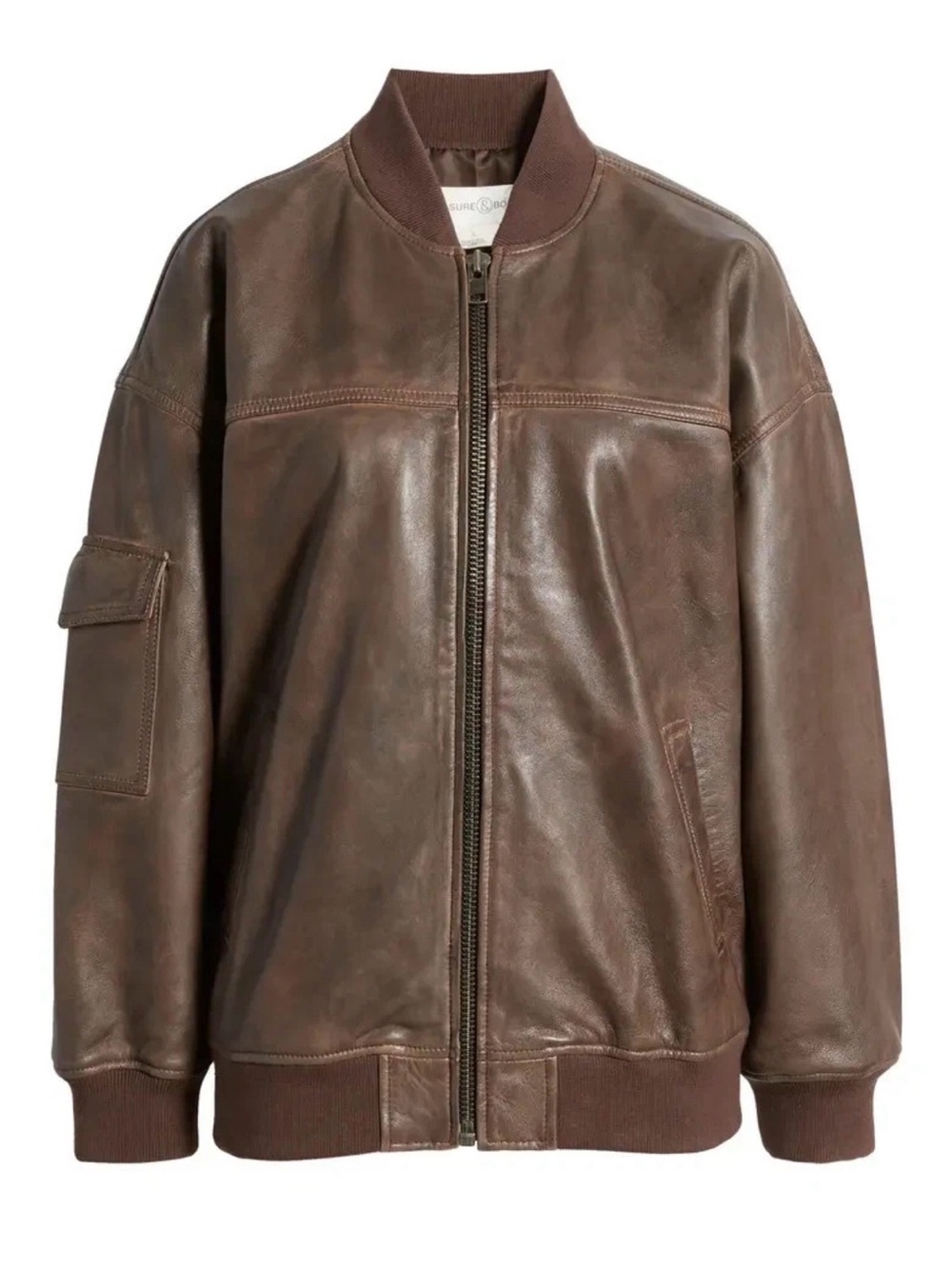 Treasure & Bond Leather Bomber Jacket